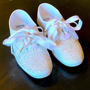 KATE SPADE KEDS SILVER GLITTER BRIDAL shoes sz 7
